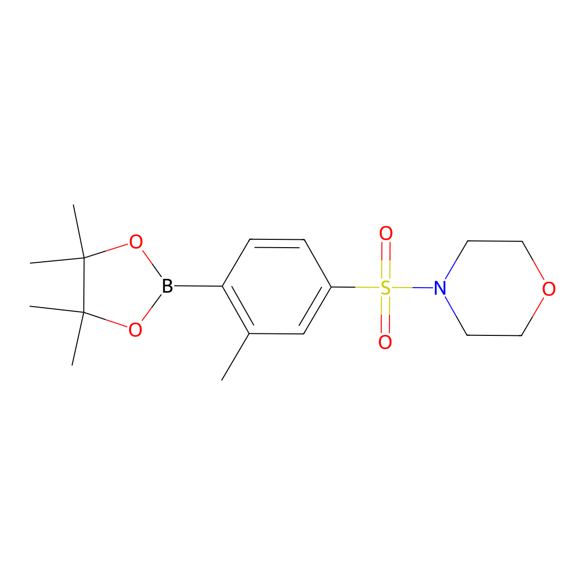 4-((3-Methyl-4-(4,4,5,5-tetramethyl-1,3,2-dioxaborolan-2-yl)phenyl)sulfonyl)morpholine molecular structure, CAS 2828439-49-0