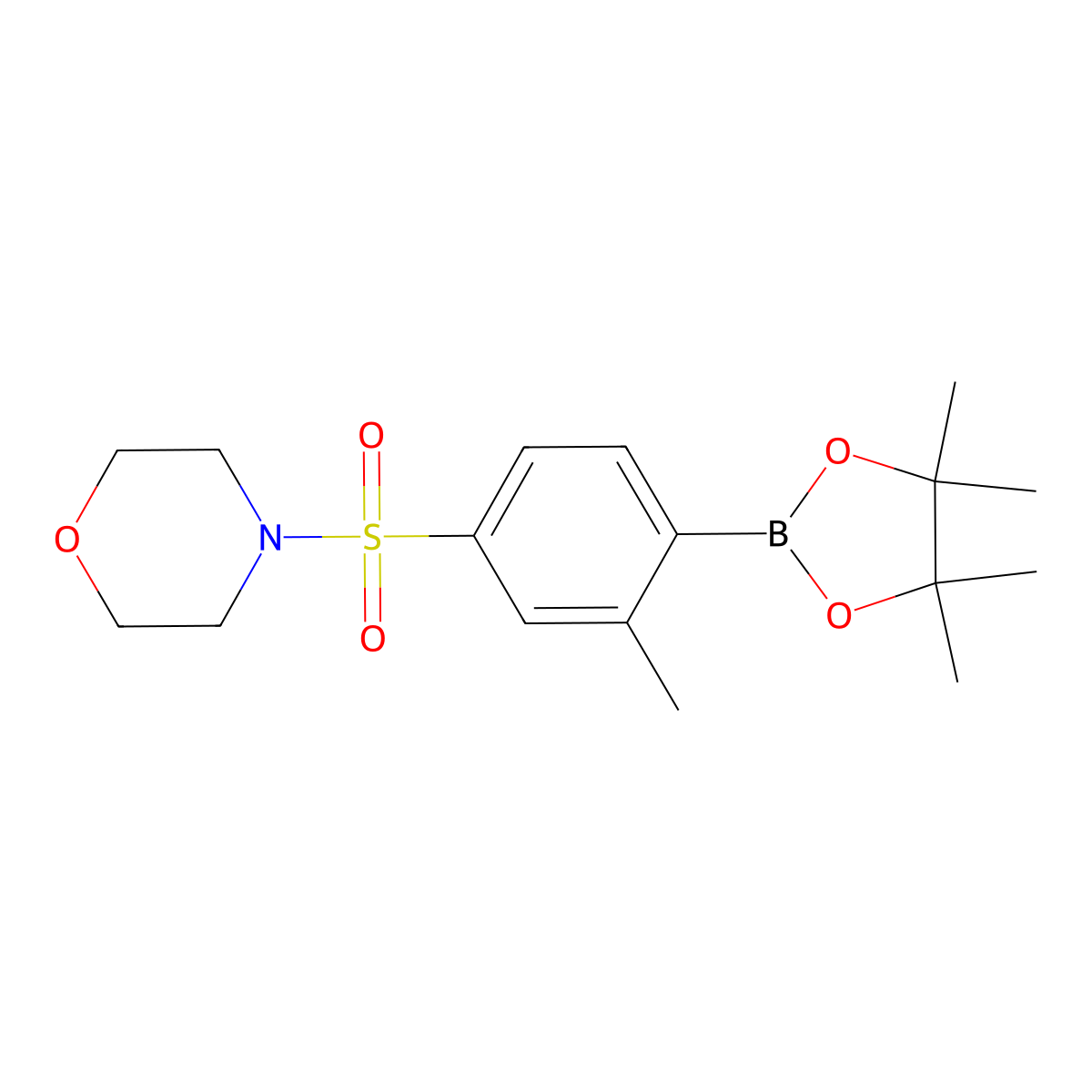 4-((3-Methyl-4-(4,4,5,5-tetramethyl-1,3,2-dioxaborolan-2-yl)phenyl)sulfonyl)morpholine molecular structure, CAS 2828439-49-0