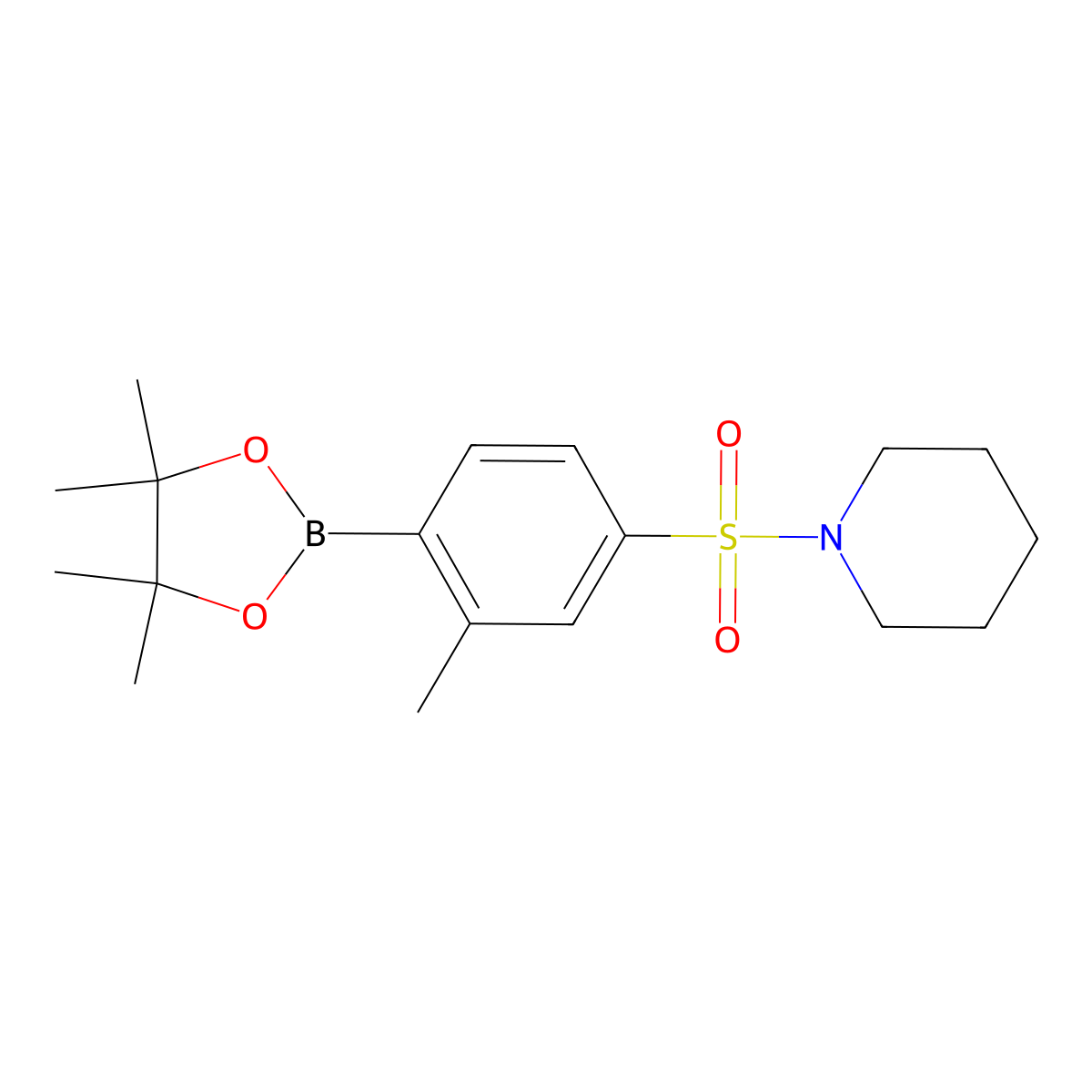 1-((3-Methyl-4-(4,4,5,5-tetramethyl-1,3,2-dioxaborolan-2-yl)phenyl)sulfonyl)piperidine molecular structure, CAS 2828439-50-3