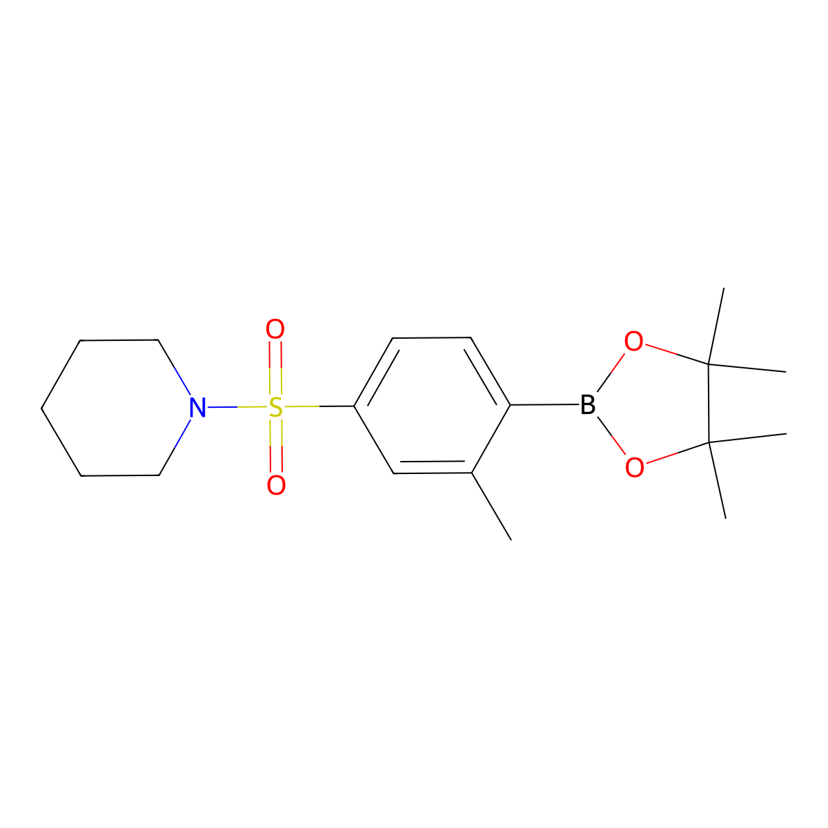 1-((3-Methyl-4-(4,4,5,5-tetramethyl-1,3,2-dioxaborolan-2-yl)phenyl)sulfonyl)piperidine molecular structure, CAS 2828439-50-3