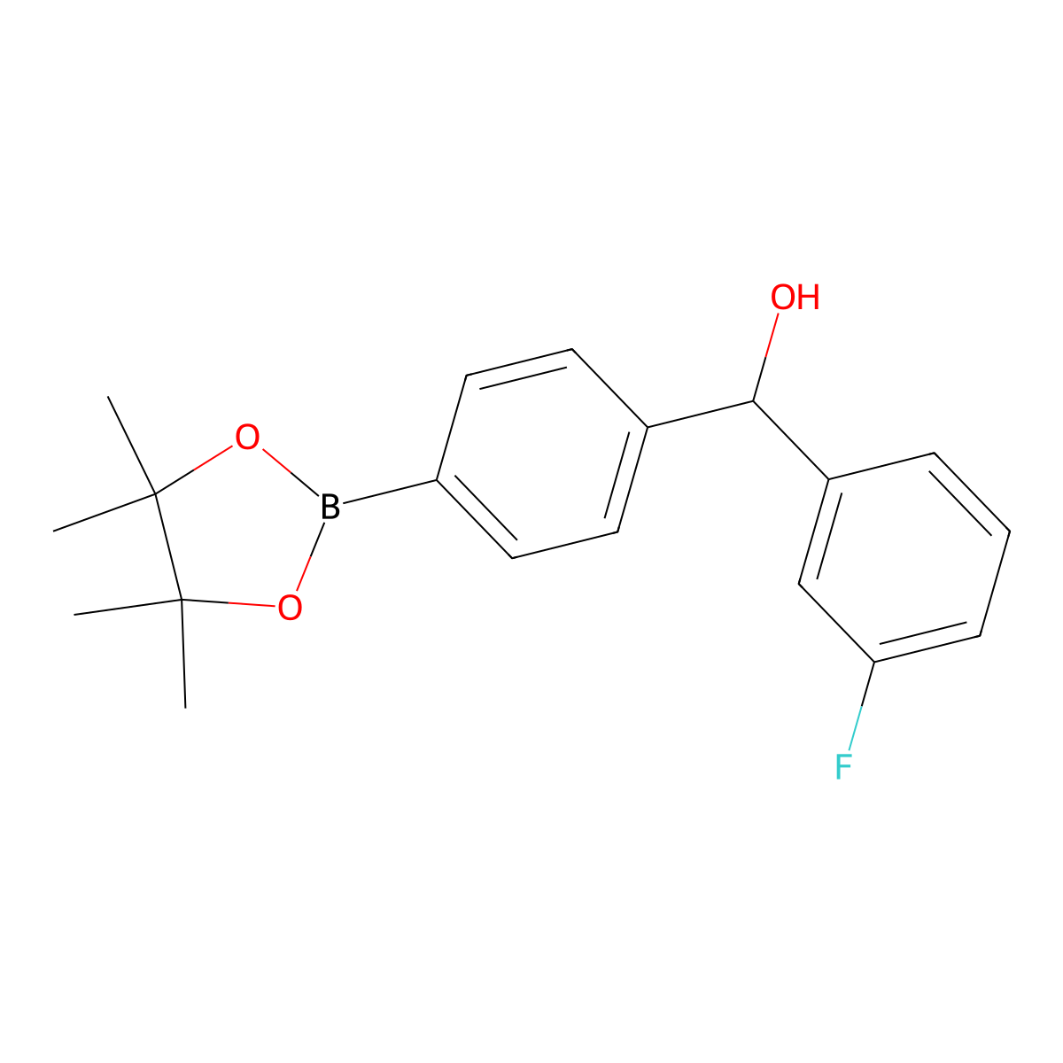 (3-Fluorophenyl)(4-(4,4,5,5-tetramethyl-1,3,2-dioxaborolan-2-yl)phenyl)methanol molecular structure, CAS 2828439-54-7