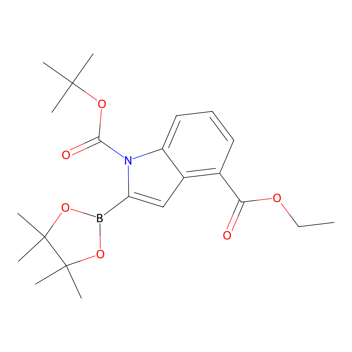 1-(tert-Butyl) 4-ethyl 2-(4,4,5,5-tetramethyl-1,3,2-dioxaborolan-2-yl)-1H-indole-1,4-dicarboxylate molecular structure, CAS 2828439-56-9