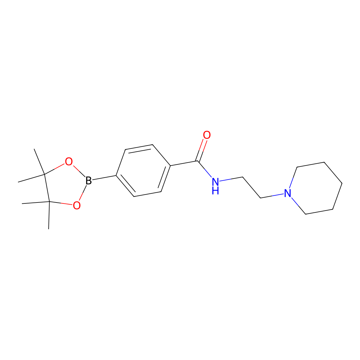 N-(2-(Piperidin-1-yl)ethyl)-4-(4,4,5,5-tetramethyl-1,3,2-dioxaborolan-2-yl)benzamide molecular structure, CAS 2828439-60-5