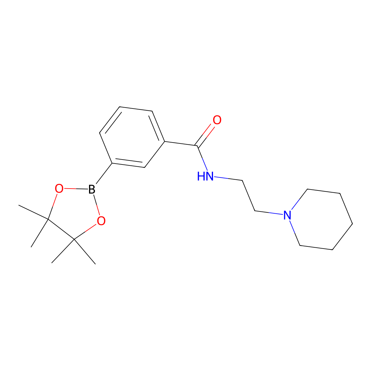 N-(2-(Piperidin-1-yl)ethyl)-3-(4,4,5,5-tetramethyl-1,3,2-dioxaborolan-2-yl)benzamide molecular structure, CAS 2828439-61-6