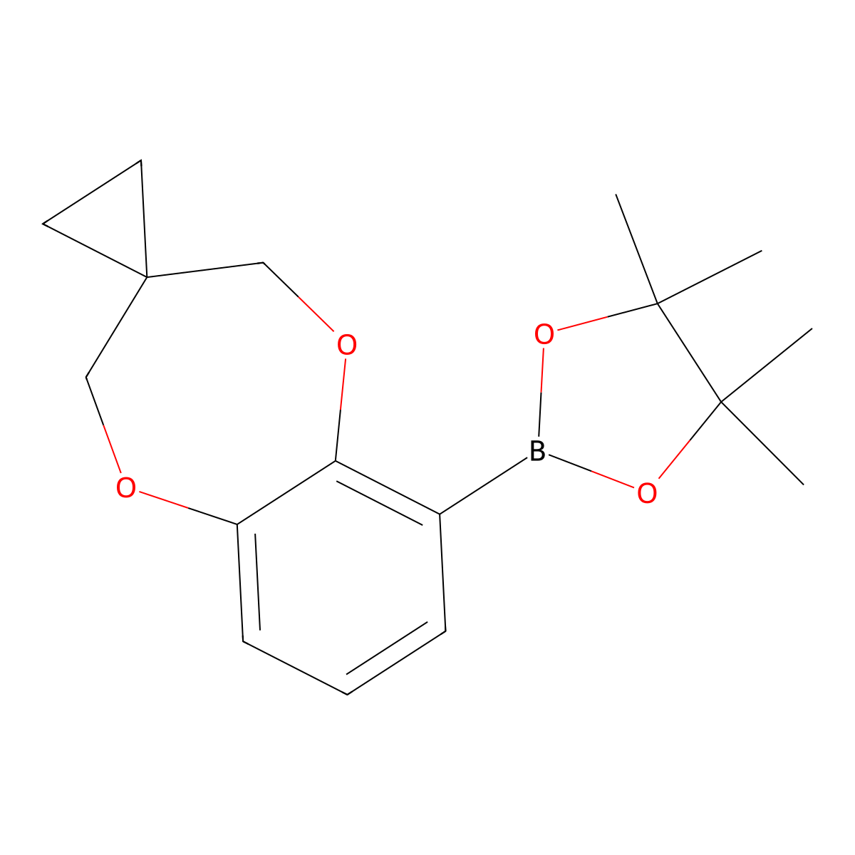 4,4,5,5-Tetramethyl-2-(2H,4H-spiro[benzo[b][1,4]dioxepine-3,1'-cyclopropan]-6-yl)-1,3,2-dioxaborolane molecular structure, CAS 2828439-62-7