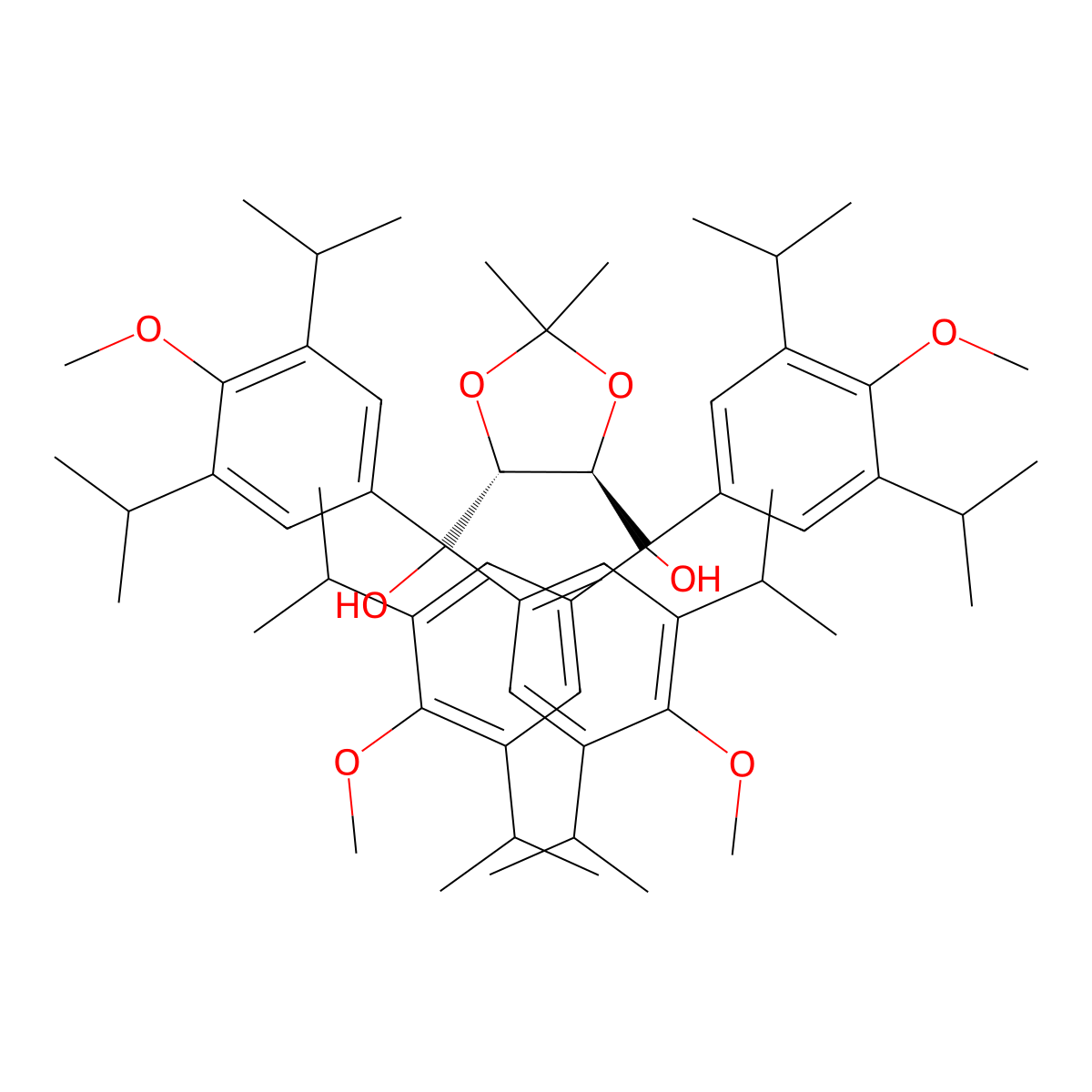 ((4R,5R)-2,2-Dimethyl-1,3-dioxolane-4,5-diyl)bis(bis(3,5-diisopropyl-4-methoxyphenyl)methanol) molecular structure, CAS 2828439-65-0