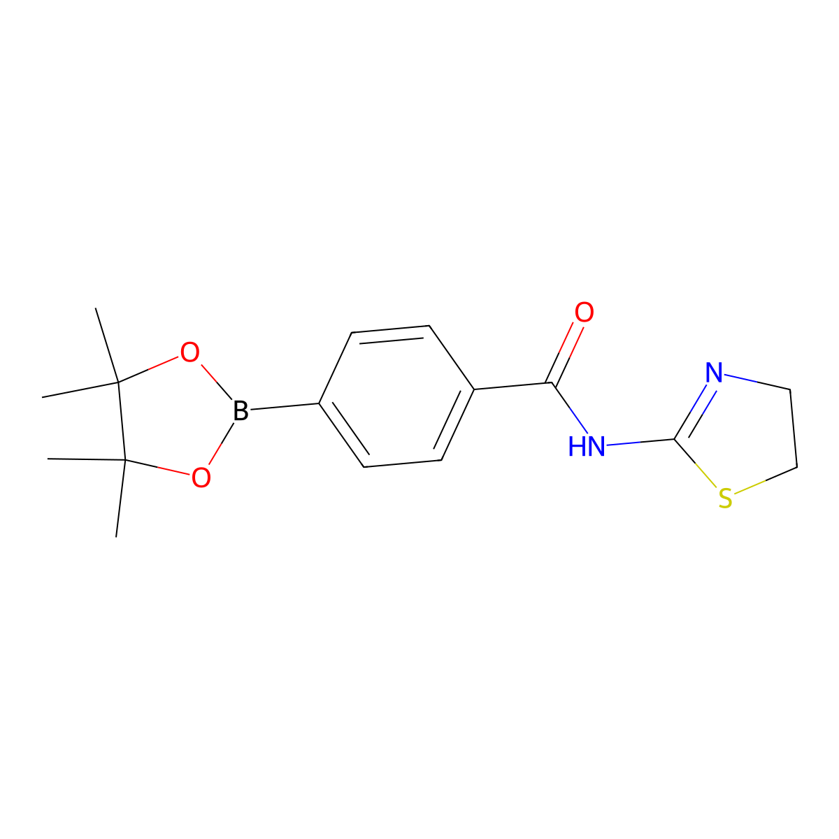 N-(4,5-Dihydrothiazol-2-yl)-4-(4,4,5,5-tetramethyl-1,3,2-dioxaborolan-2-yl)benzamide molecular structure, CAS 2828439-73-0