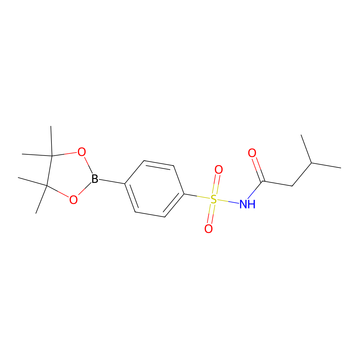 3-Methyl-N-((4-(4,4,5,5-tetramethyl-1,3,2-dioxaborolan-2-yl)phenyl)sulfonyl)butanamide molecular structure, CAS 2828439-76-3