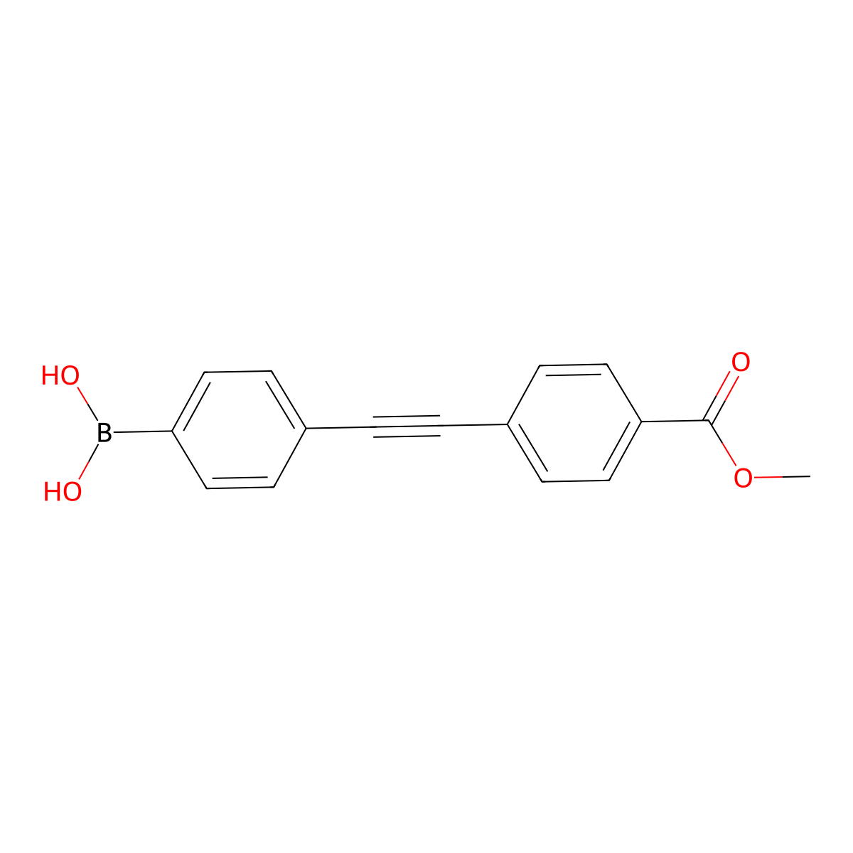 (4-((4-(Methoxycarbonyl)phenyl)ethynyl)phenyl)boronic acid molecular structure, CAS 2828439-79-6