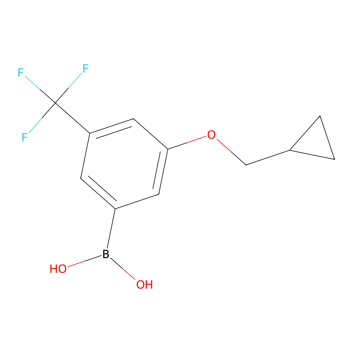(3-(Cyclopropylmethoxy)-5-(trifluoromethyl)phenyl)boronic acid molecular structure, CAS 2828439-81-0