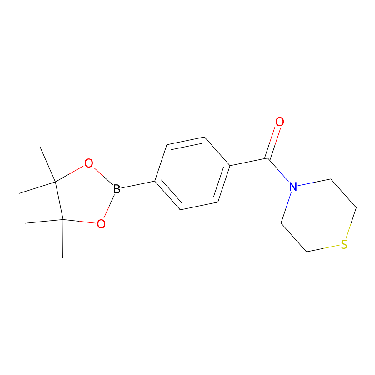 (4-(4,4,5,5-Tetramethyl-1,3,2-dioxaborolan-2-yl)phenyl)(thiomorpholino)methanone molecular structure, CAS 2828439-83-2