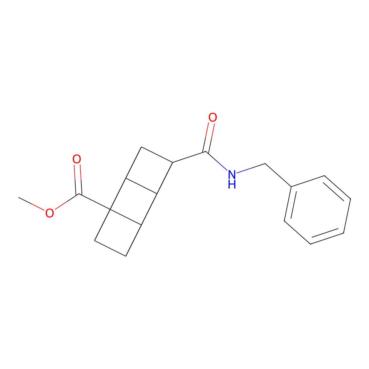 Methyl 4-(benzylcarbamoyl)cubane-1-carboxylate molecular structure, CAS 2828439-85-4