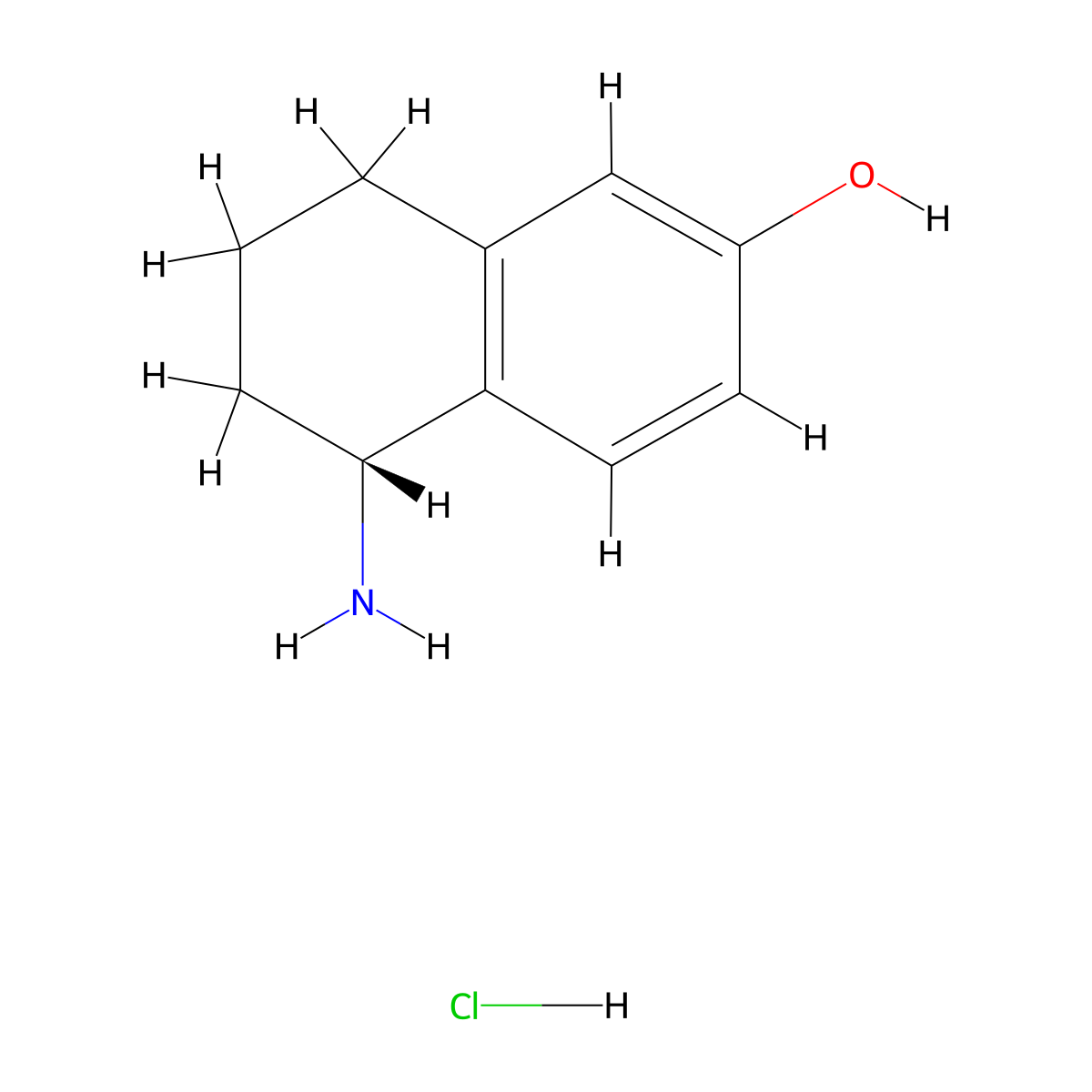 (R)-5-Amino-5,6,7,8-tetrahydronaphthalen-2-OL hydrochloride molecular structure, CAS 2828439-87-6