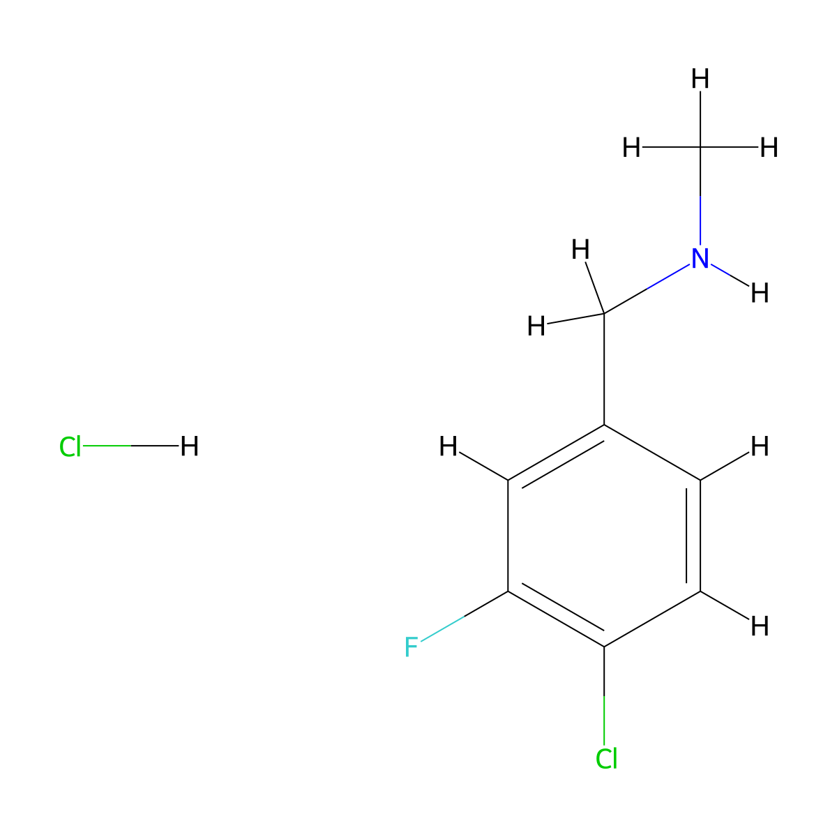 1-(4-Chloro-3-fluorophenyl)-N-methylmethanamine hydrochloride molecular structure, CAS 2828439-92-3