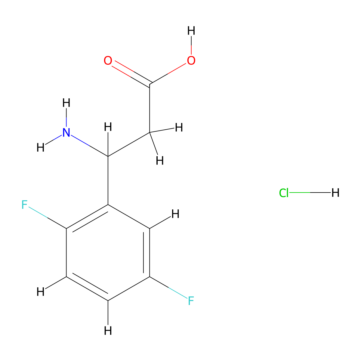 3-Amino-3-(2,5-difluorophenyl)propanoic acid hydrochloride molecular structure, CAS 2828439-93-4