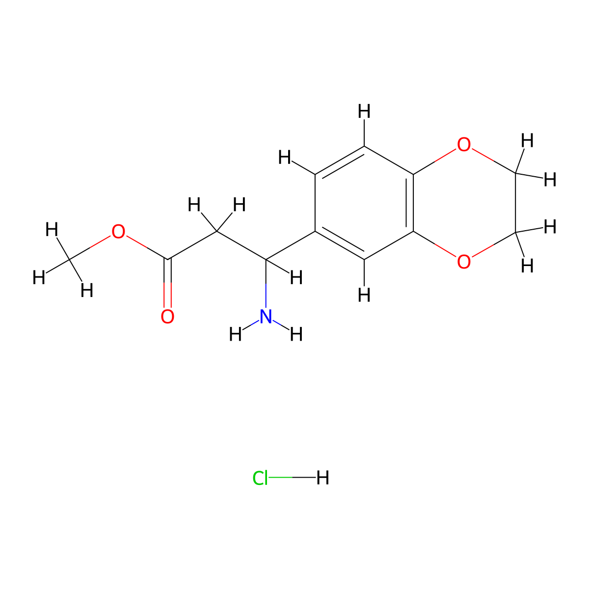 Methyl 3-amino-3-(2,3-dihydrobenzo[b][1,4]dioxin-6-yl)propanoate hydrochloride molecular structure, CAS 2828439-94-5