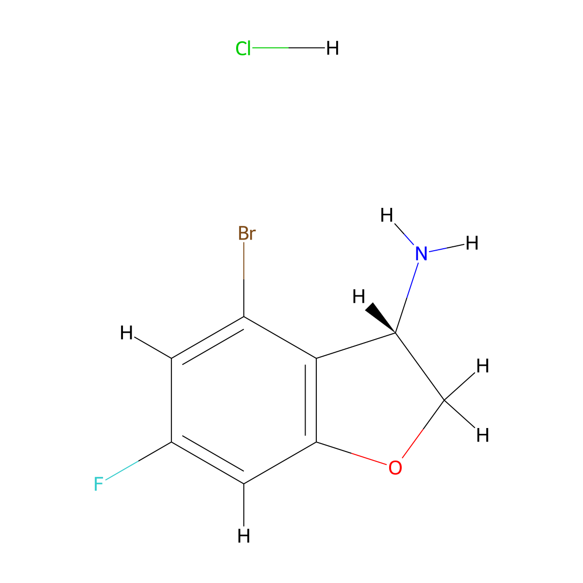 (S)-4-Bromo-6-fluoro-2,3-dihydrobenzofuran-3-amine hydrochloride molecular structure, CAS 2828439-97-8