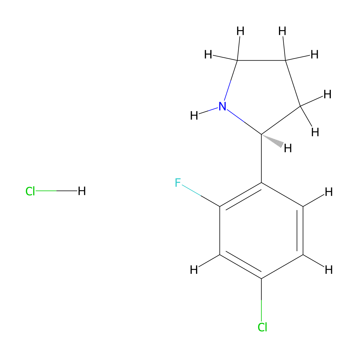 (S)-2-(4-Chloro-2-fluorophenyl)pyrrolidine hydrochloride molecular structure, CAS 2828439-99-0