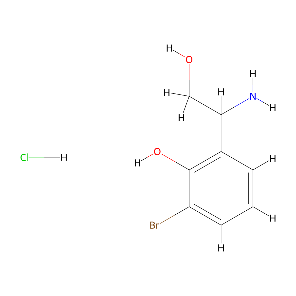 2-(1-Amino-2-hydroxyethyl)-6-bromophenol hydrochloride molecular structure, CAS 2828440-01-1