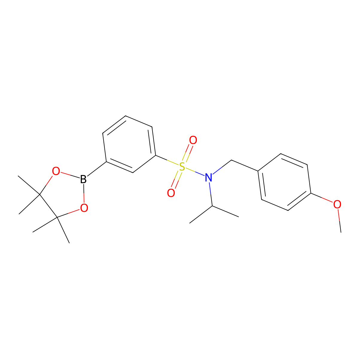 N-Isopropyl-N-(4-methoxybenzyl)-3-(4,4,5,5-tetramethyl-1,3,2-dioxaborolan-2-yl)benzenesulfonamide molecular structure, CAS 2828440-07-7
