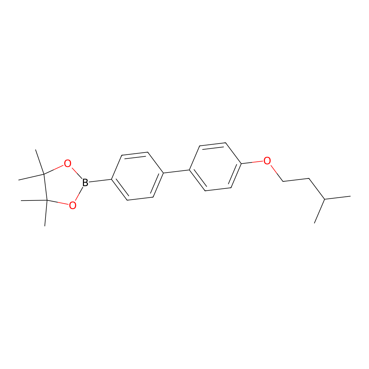 2-(4'-(Isopentyloxy)-[1,1'-biphenyl]-4-yl)-4,4,5,5-tetramethyl-1,3,2-dioxaborolane molecular structure, CAS 2828440-09-9