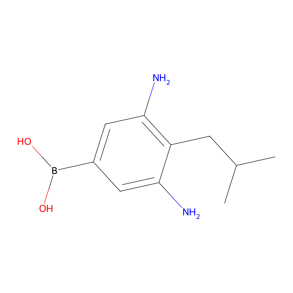 (3,5-Diamino-4-isobutylphenyl)boronic acid molecular structure, CAS 2828440-12-4
