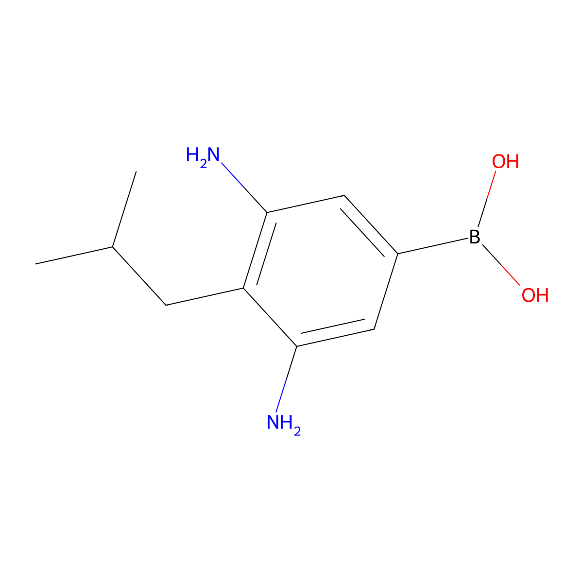 (3,5-Diamino-4-isobutylphenyl)boronic acid molecular structure, CAS 2828440-12-4