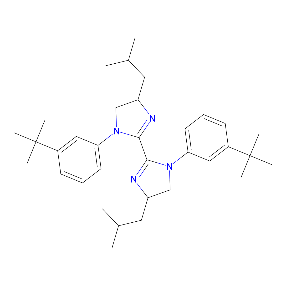 (4S,4'S)-1,1'-Bis(3-(tert-butyl)phenyl)-4,4'-diisobutyl-4,4',5,5'-tetrahydro-1H,1'H-2,2'-biimidazole molecular structure, CAS 2828440-25-9