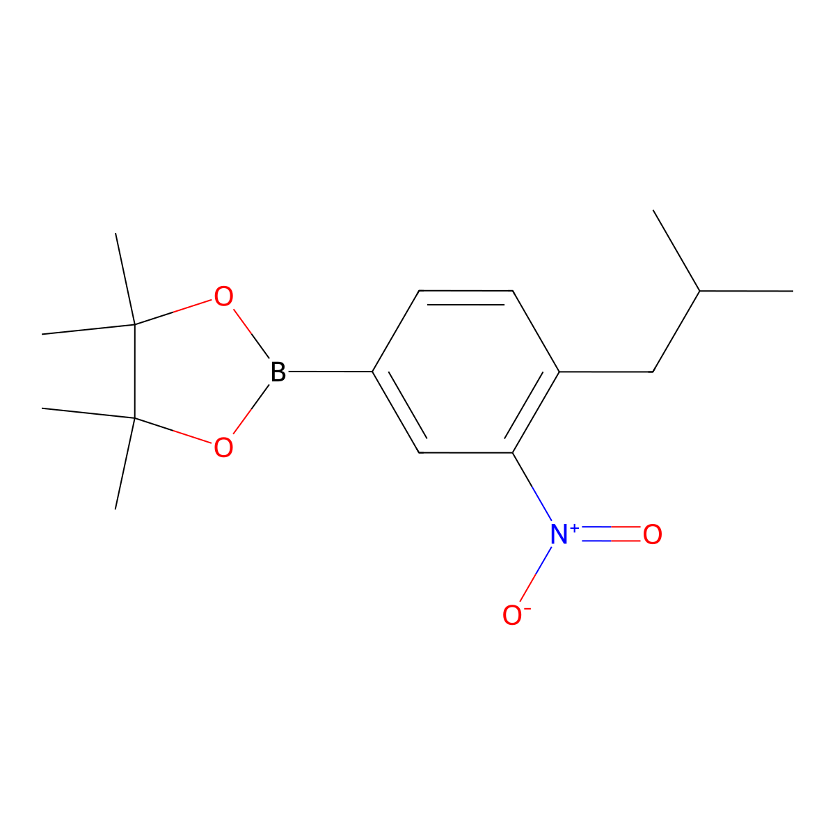 2-(4-Isobutyl-3-nitrophenyl)-4,4,5,5-tetramethyl-1,3,2-dioxaborolane molecular structure, CAS 2828443-92-9