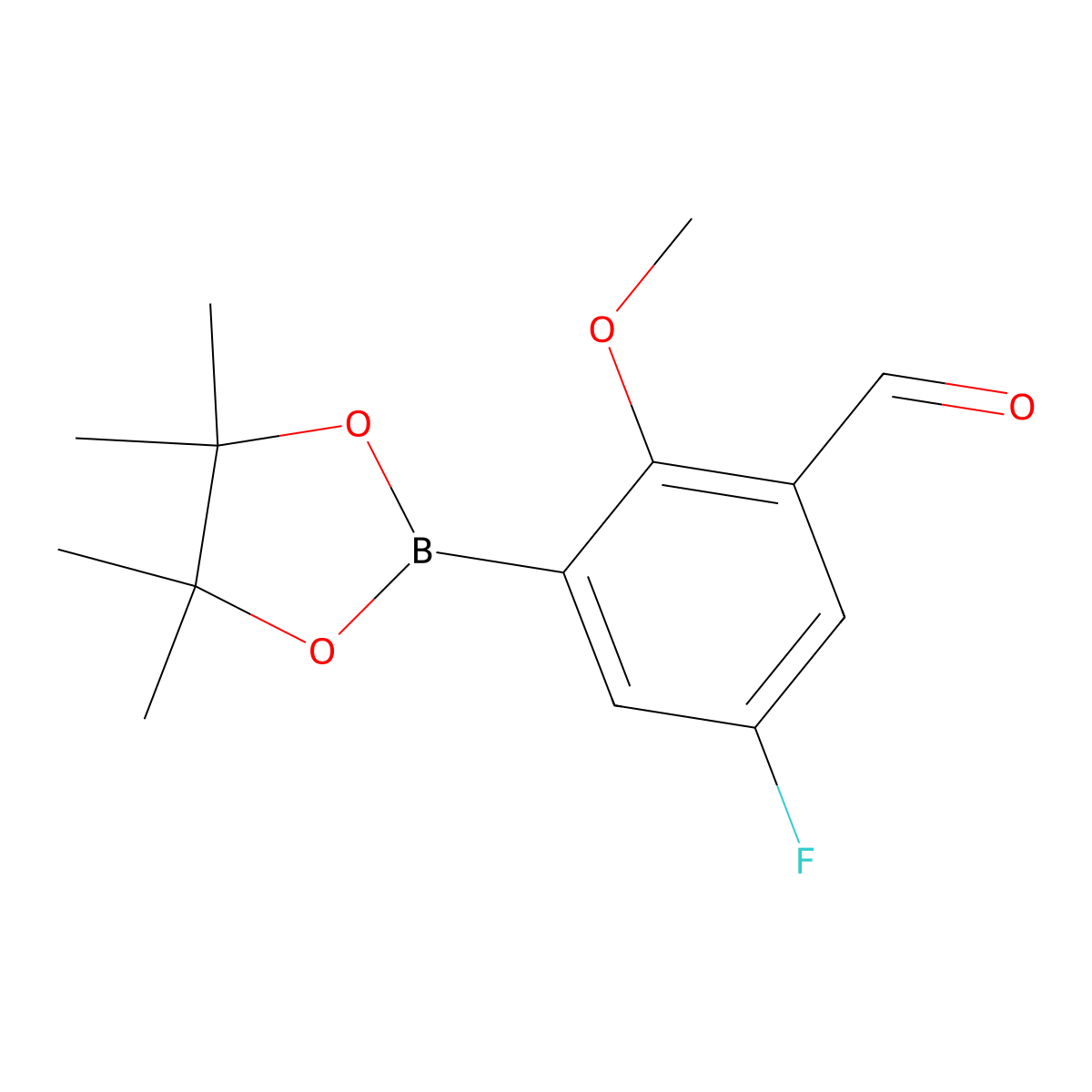 5-Fluoro-2-methoxy-3-(4,4,5,5-tetramethyl-1,3,2-dioxaborolan-2-yl)benzaldehyde molecular structure, CAS 2828443-96-3