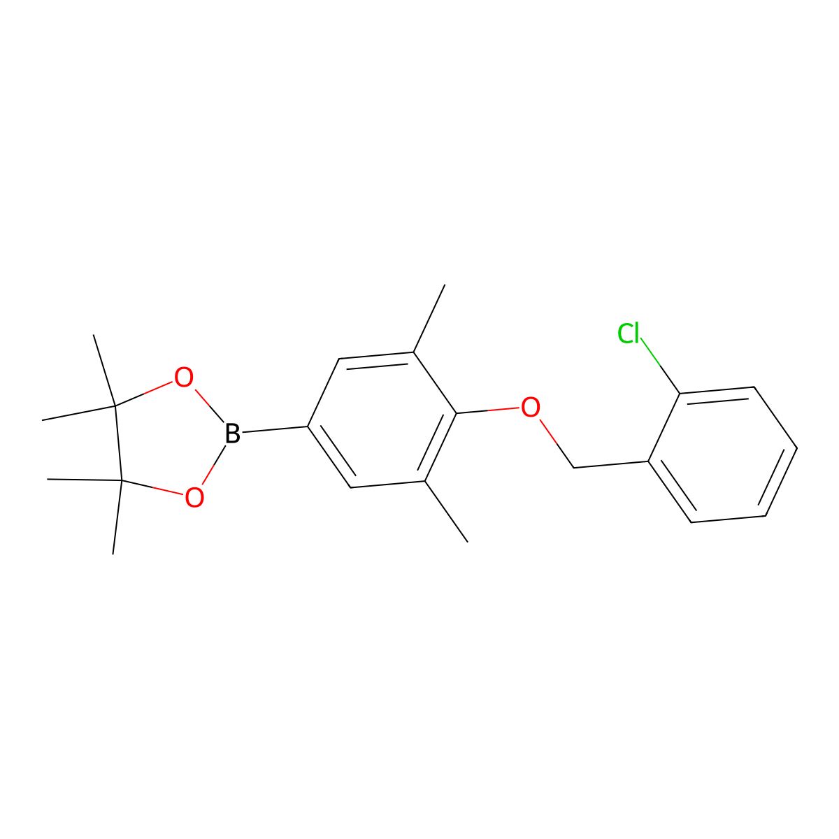 2-(4-((2-Chlorobenzyl)oxy)-3,5-dimethylphenyl)-4,4,5,5-tetramethyl-1,3,2-dioxaborolane molecular structure, CAS 2828443-98-5