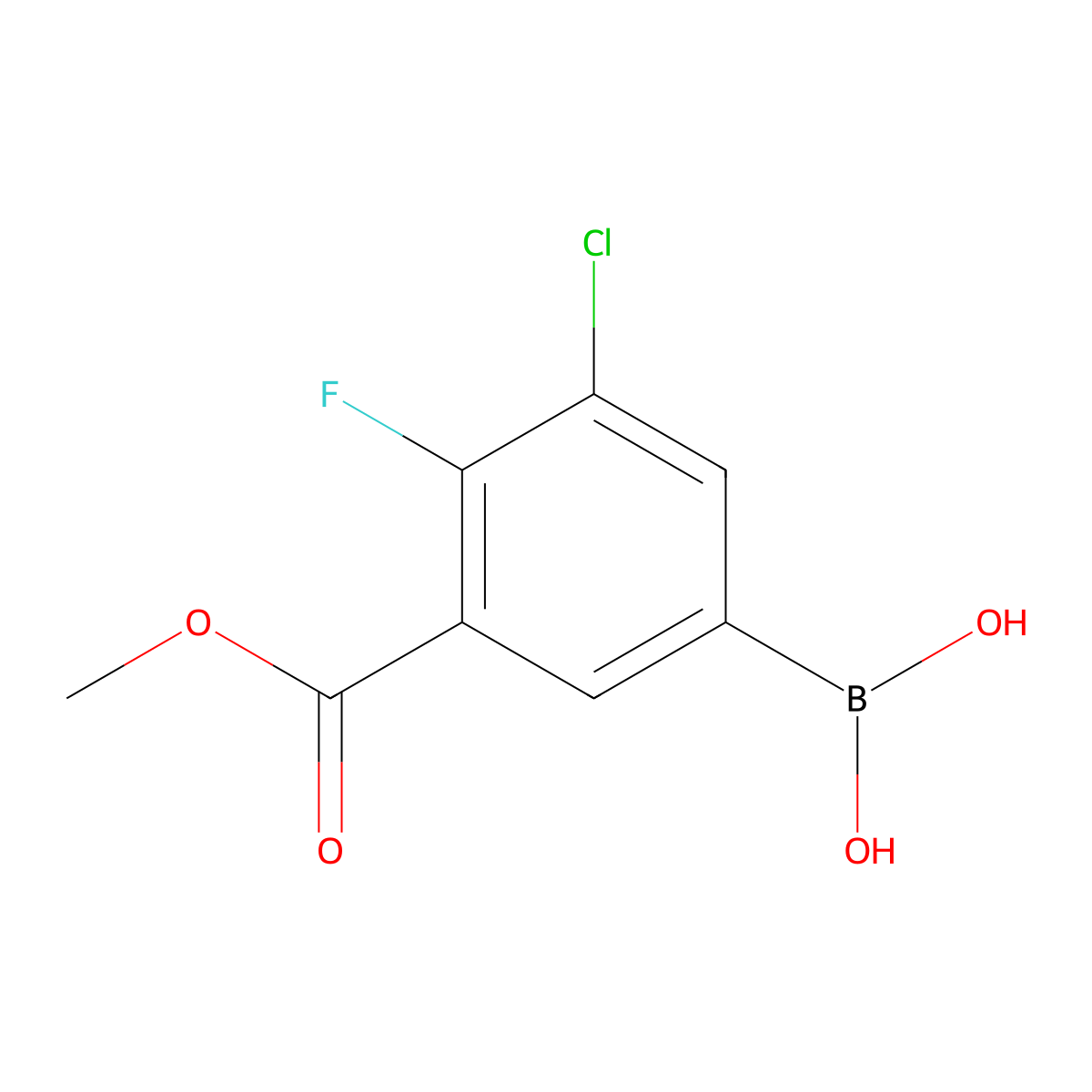 (3-Chloro-4-fluoro-5-(methoxycarbonyl)phenyl)boronic acid molecular structure, CAS 2828444-03-5