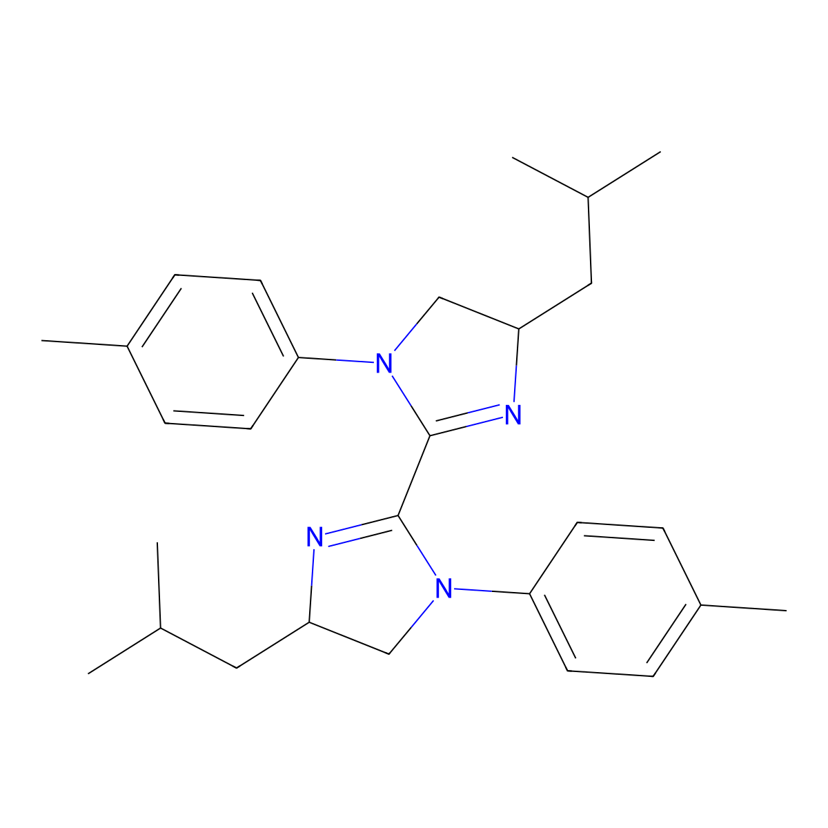 (4S,4'S)-4,4'-Diisobutyl-1,1'-di-p-tolyl-4,4',5,5'-tetrahydro-1H,1'H-2,2'-biimidazole molecular structure, CAS 2828444-14-8