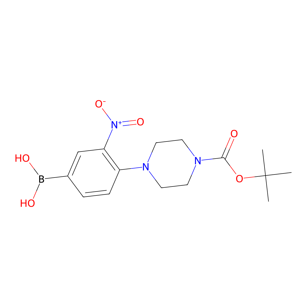 (4-(4-(tert-Butoxycarbonyl)piperazin-1-yl)-3-nitrophenyl)boronic acid molecular structure, CAS 2828444-20-6