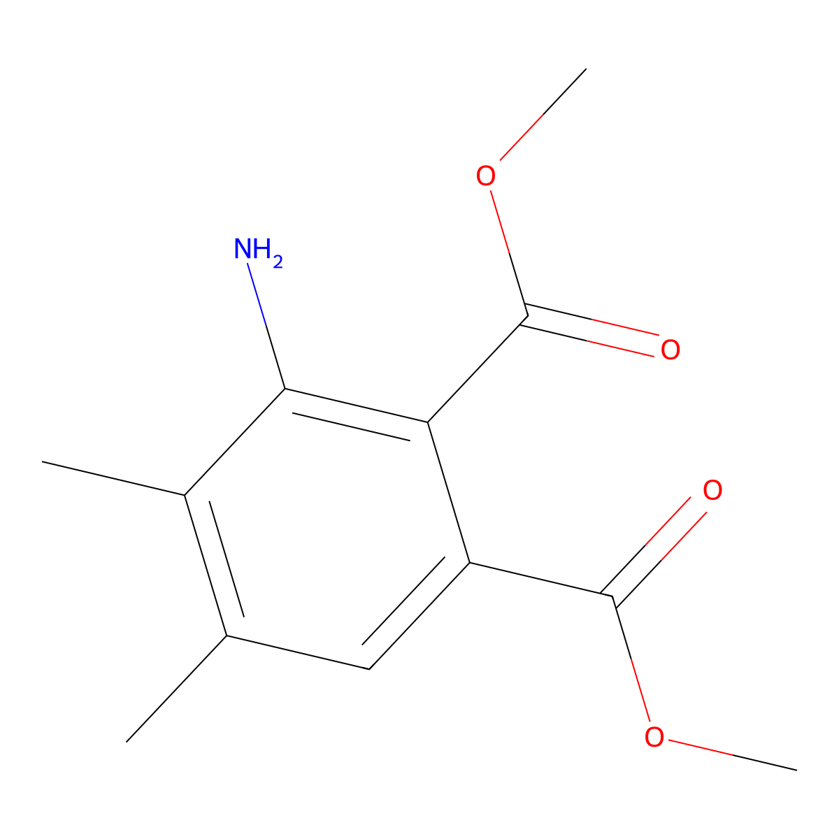 Dimethyl 3-amino-4,5-dimethylphthalate molecular structure, CAS 2828444-24-0