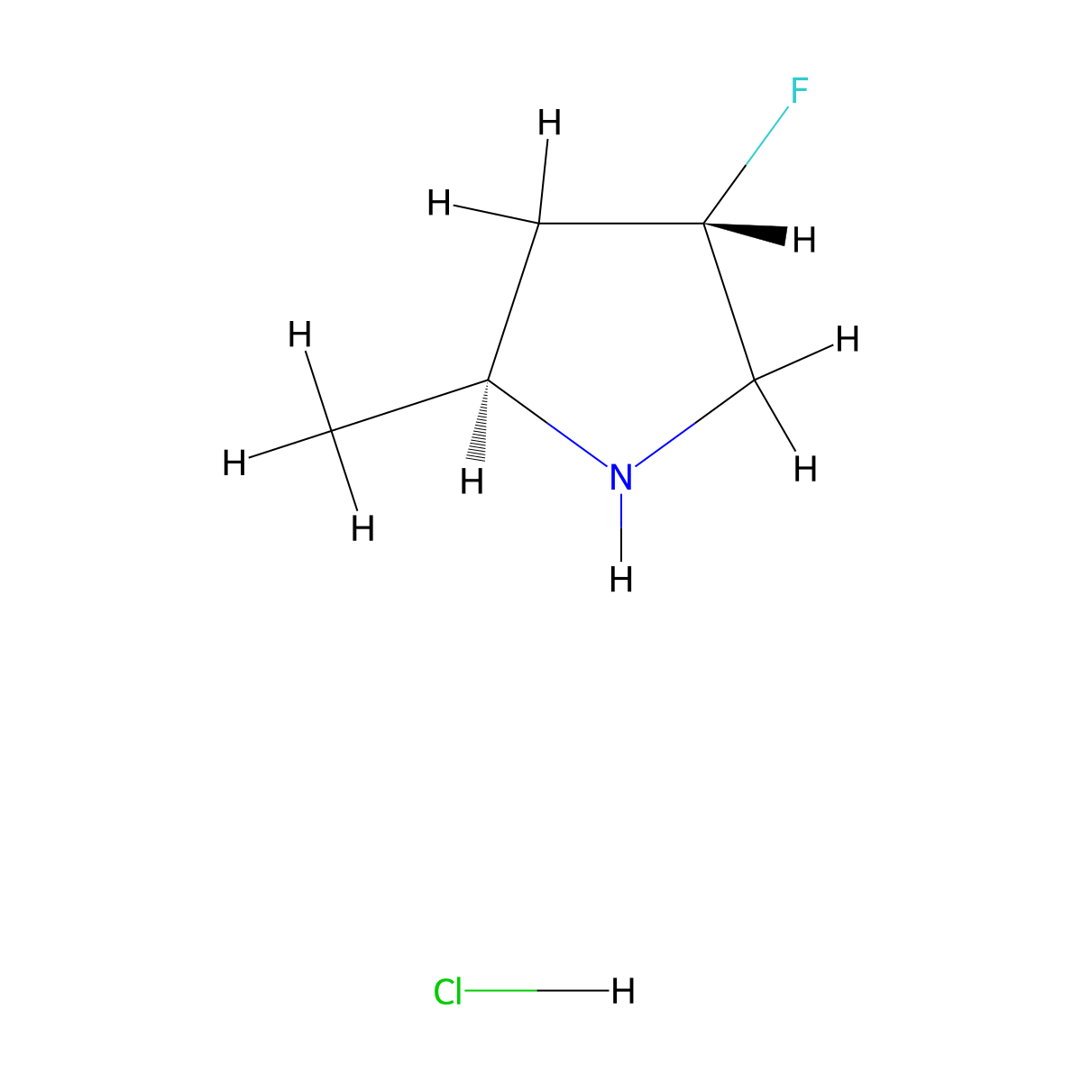 (2S,4S)-4-Fluoro-2-methylpyrrolidine hydrochloride molecular structure, CAS 2828444-34-2
