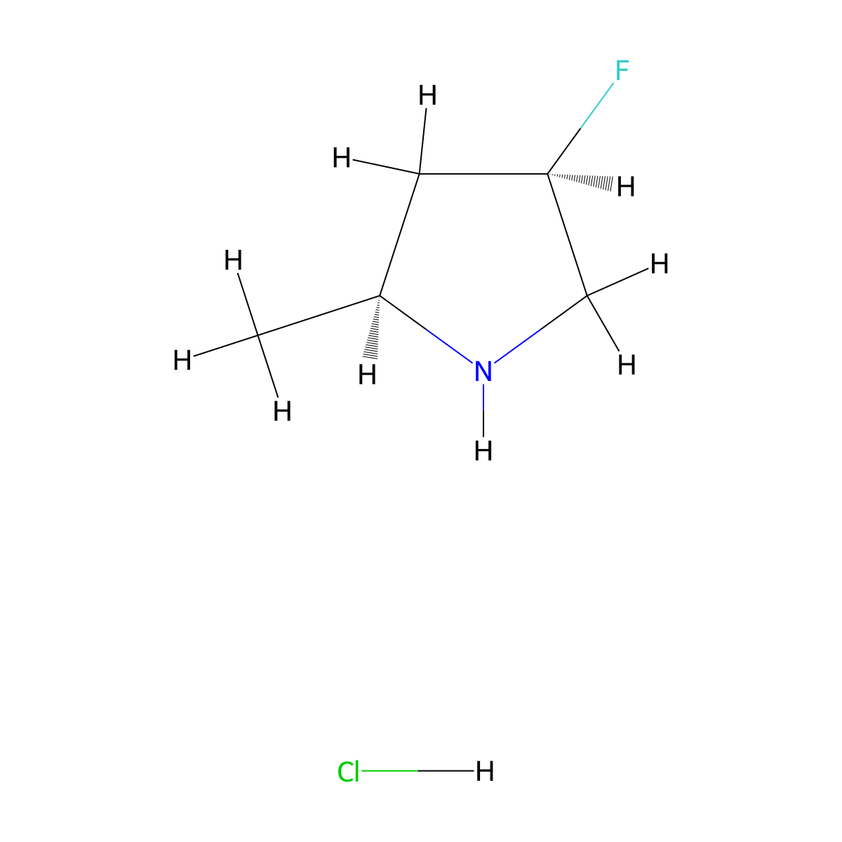 (2S,4R)-4-Fluoro-2-methylpyrrolidine hydrochloride molecular structure, CAS 2828444-35-3