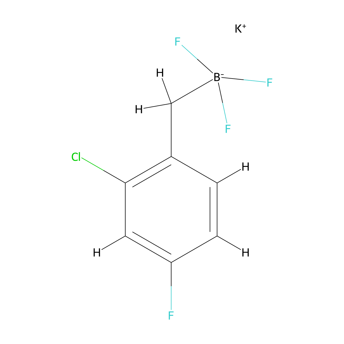 Potassium (2-chloro-4-fluorobenzyl)trifluoroborate molecular structure, CAS 2828444-60-4