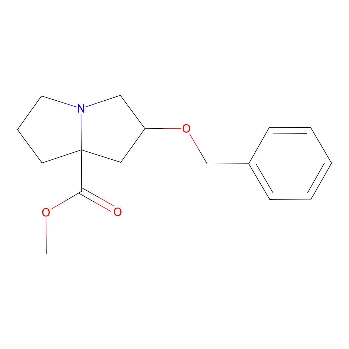 Methyl (2R,7aR)-2-(benzyloxy)tetrahydro-1H-pyrrolizine-7a(5H)-carboxylate molecular structure, CAS 2828444-85-3