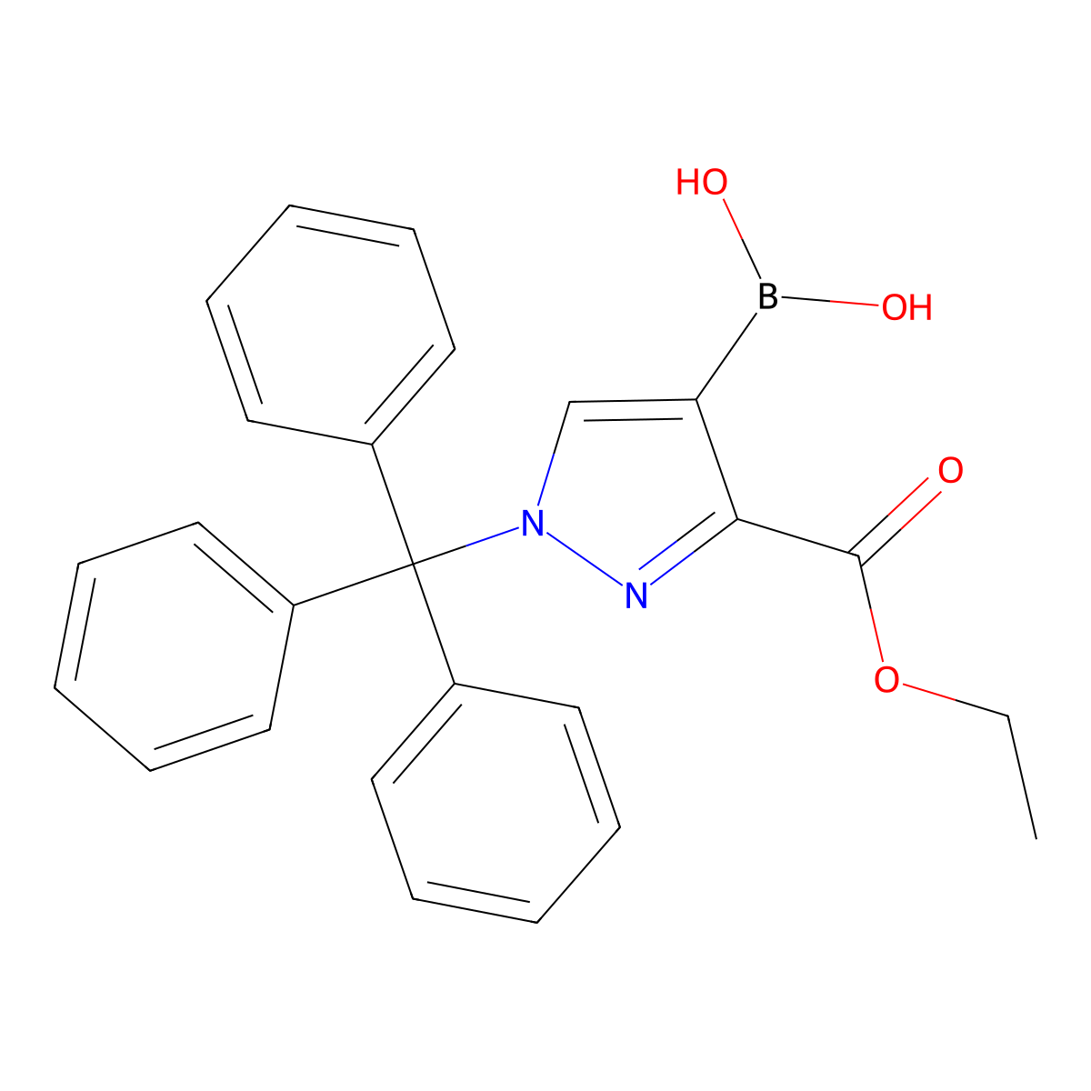 (3-(Ethoxycarbonyl)-1-trityl-1H-pyrazol-4-yl)boronic acid molecular structure, CAS 2828444-94-4