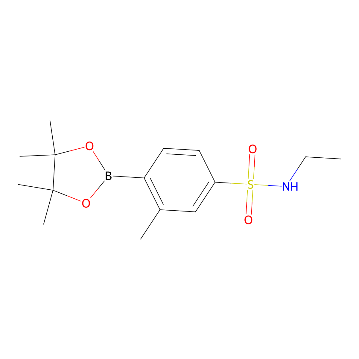 N-Ethyl-3-methyl-4-(4,4,5,5-tetramethyl-1,3,2-dioxaborolan-2-yl)benzenesulfonamide molecular structure, CAS 2828444-99-9