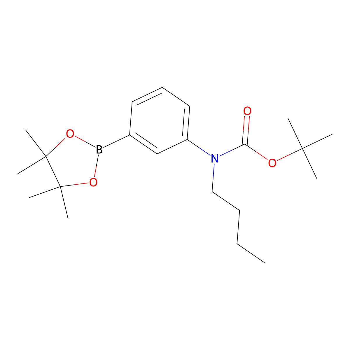 tert-Butyl butyl(3-(4,4,5,5-tetramethyl-1,3,2-dioxaborolan-2-yl)phenyl)carbamate molecular structure, CAS 2828445-26-5