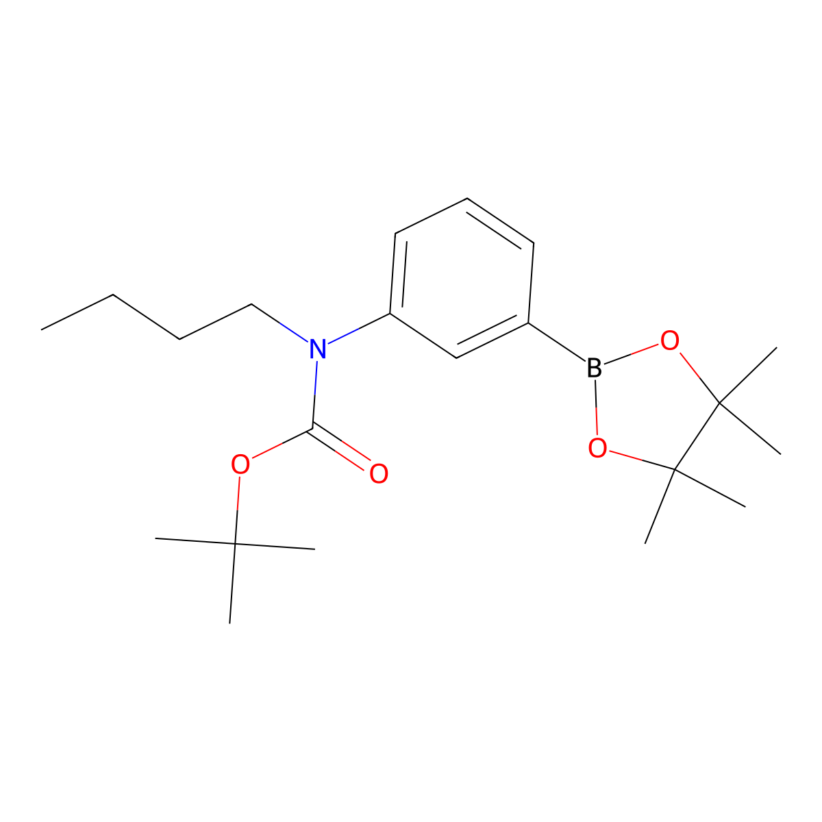 tert-Butyl butyl(3-(4,4,5,5-tetramethyl-1,3,2-dioxaborolan-2-yl)phenyl)carbamate molecular structure, CAS 2828445-26-5
