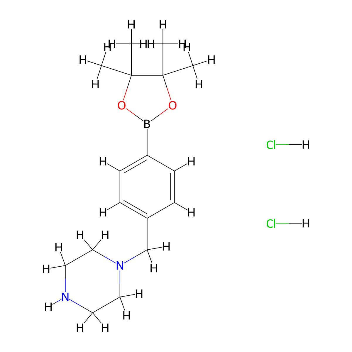 1-(4-(4,4,5,5-Tetramethyl-1,3,2-dioxaborolan-2-yl)benzyl)piperazine dihydrochloride molecular structure, CAS 2828445-30-1