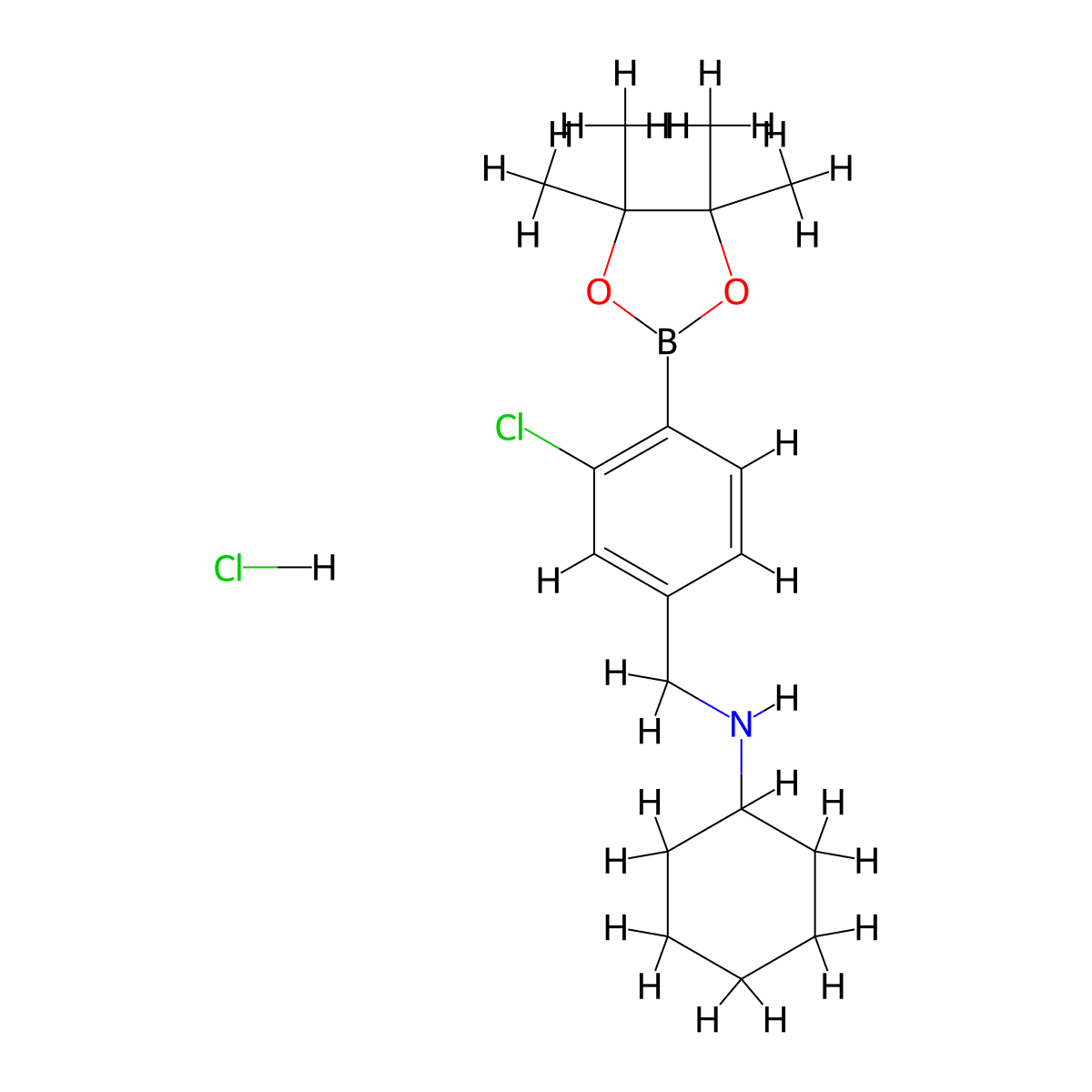 N-(3-Chloro-4-(4,4,5,5-tetramethyl-1,3,2-dioxaborolan-2-yl)benzyl)cyclohexanamine hydrochloride molecular structure, CAS 2828445-48-1