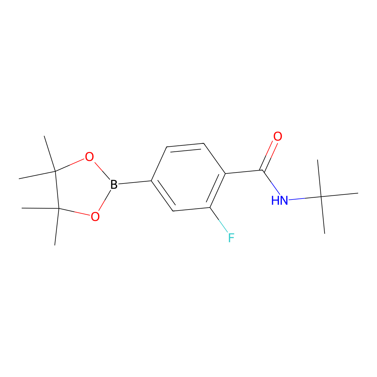 N-(tert-Butyl)-2-fluoro-4-(4,4,5,5-tetramethyl-1,3,2-dioxaborolan-2-yl)benzamide molecular structure, CAS 2828445-61-8