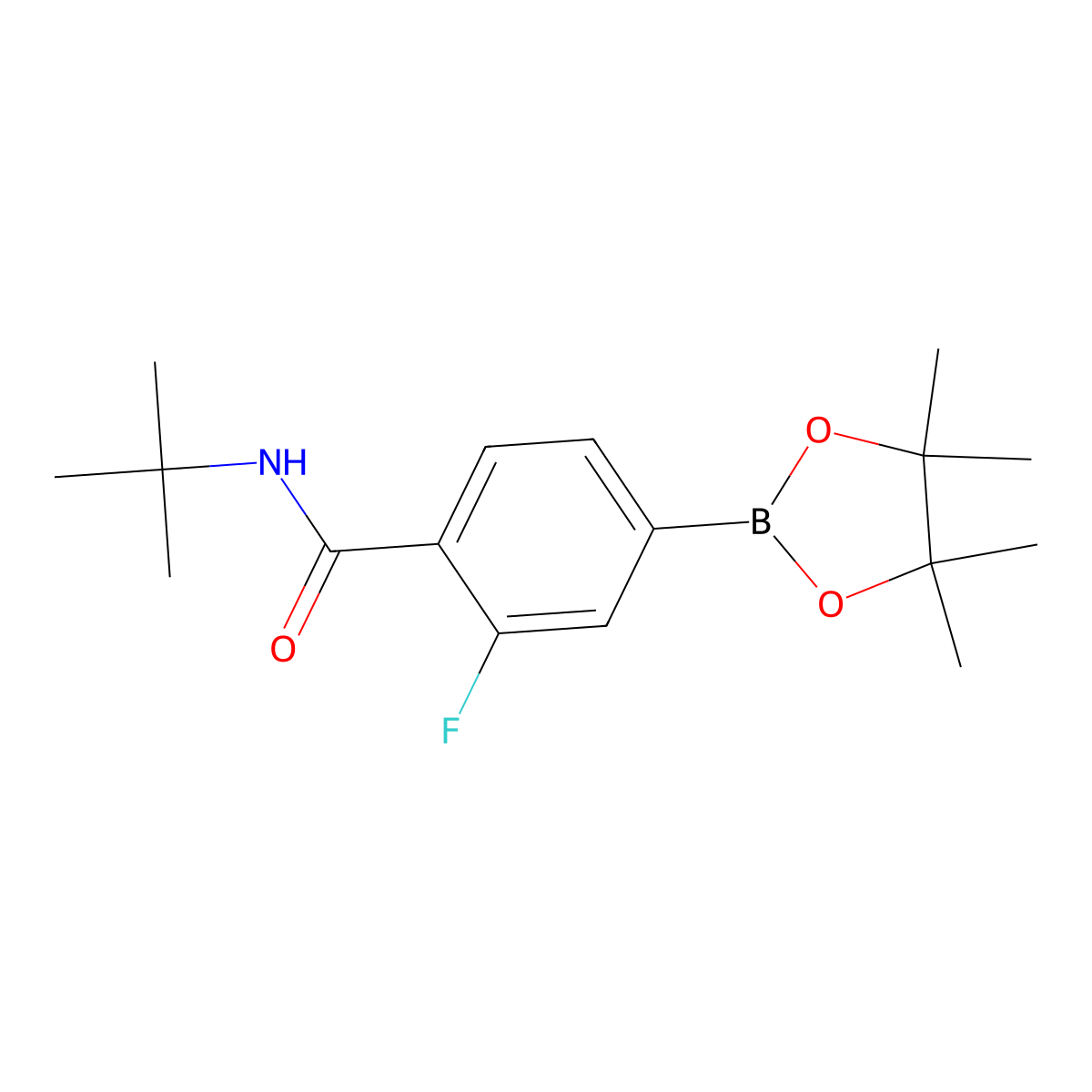 N-(tert-Butyl)-2-fluoro-4-(4,4,5,5-tetramethyl-1,3,2-dioxaborolan-2-yl)benzamide molecular structure, CAS 2828445-61-8
