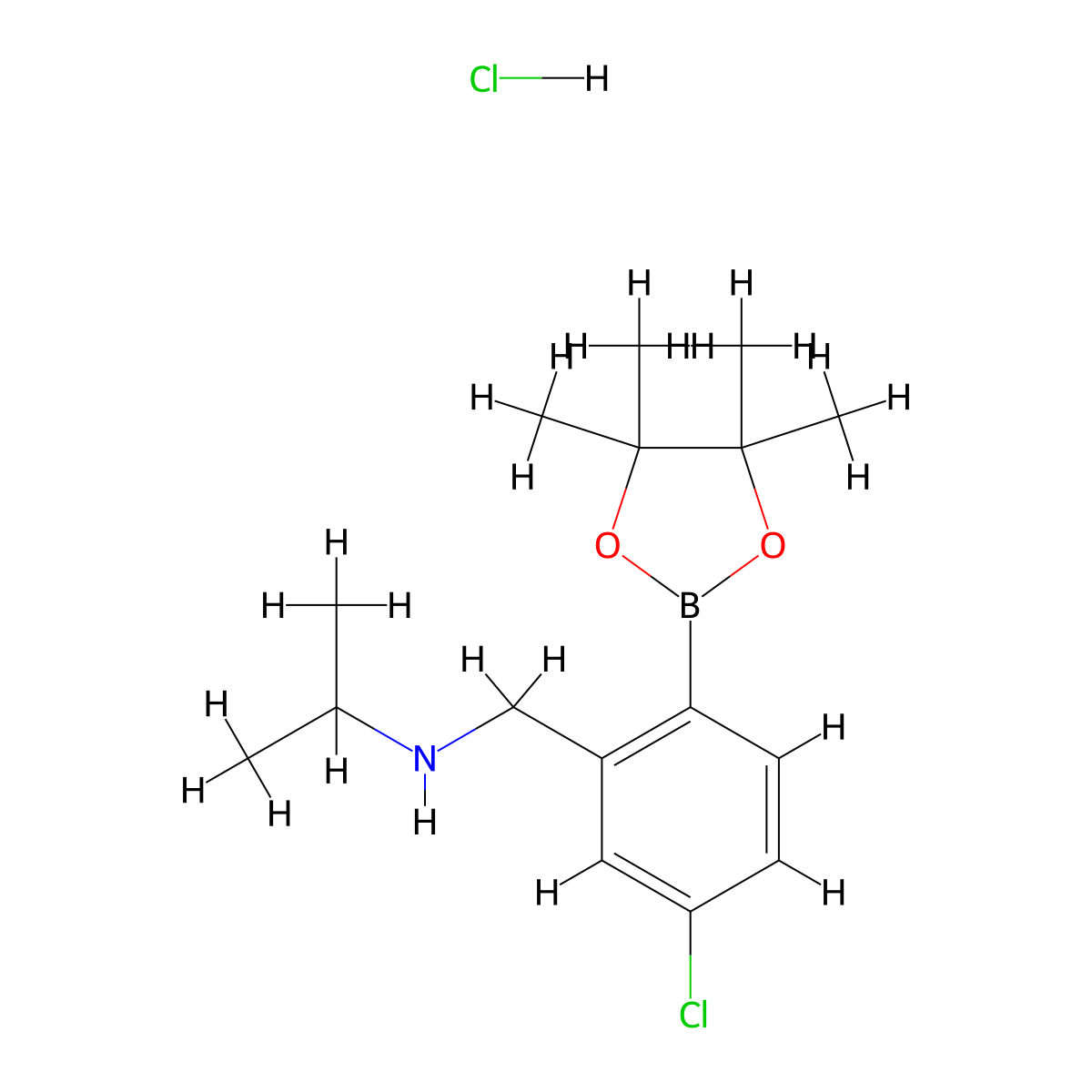 N-(5-Chloro-2-(4,4,5,5-tetramethyl-1,3,2-dioxaborolan-2-yl)benzyl)propan-2-amine hydrochloride molecular structure, CAS 2828445-82-3