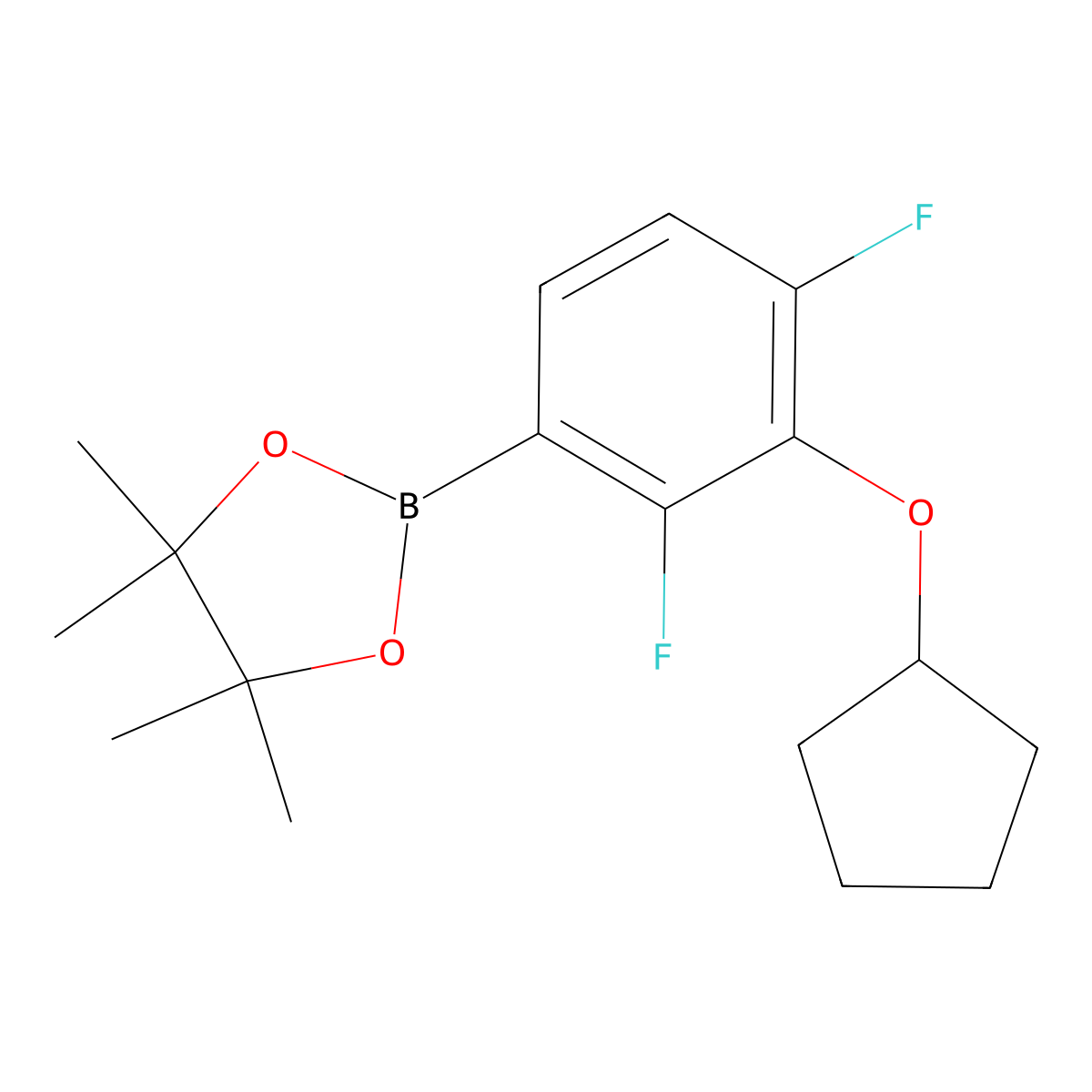 2-(3-(Cyclopentyloxy)-2,4-difluorophenyl)-4,4,5,5-tetramethyl-1,3,2-dioxaborolane molecular structure, CAS 2828446-08-6