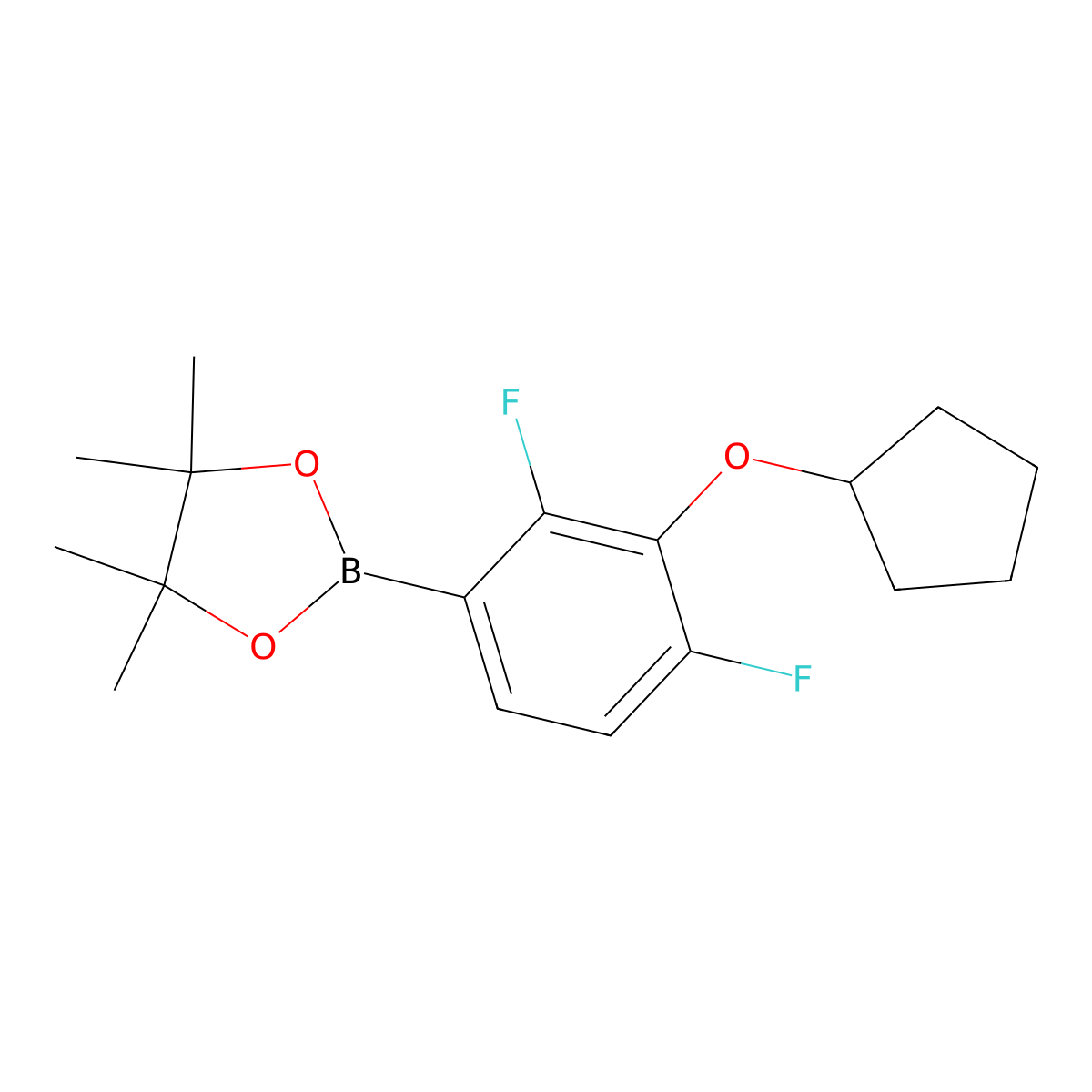 2-(3-(Cyclopentyloxy)-2,4-difluorophenyl)-4,4,5,5-tetramethyl-1,3,2-dioxaborolane molecular structure, CAS 2828446-08-6
